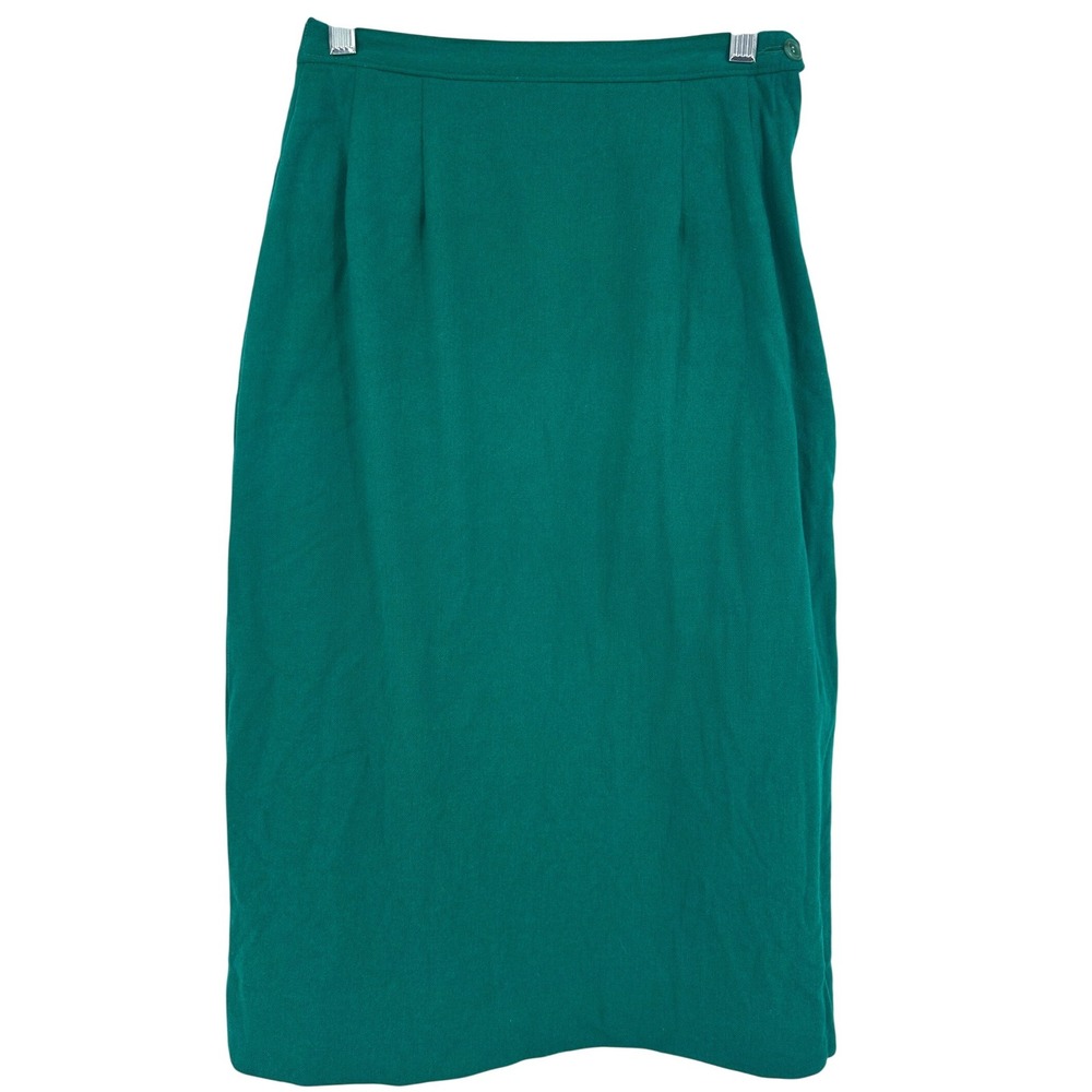 Pendleton Vintage Teal Green 100% Virgin Wool Pencil Midi Skirt Made in USA Chic